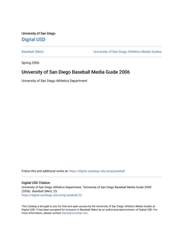 University of San Diego Baseball Media Guide 2006