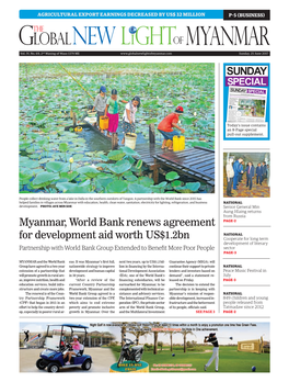 Myanmar, World Bank Renews Agreement for Development Aid Worth $1.2Bn from Page 1 in Order for All of Myanmar to Ple Since 2015