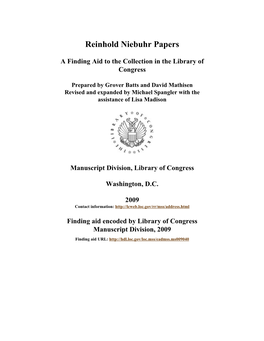Reinhold Niebuhr Papers