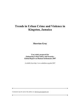 Trends in Urban Crime and Violence in Kingston, Jamaica