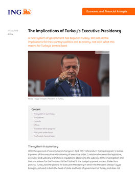 PDF | the Implications of Turkey's Executive Presidency