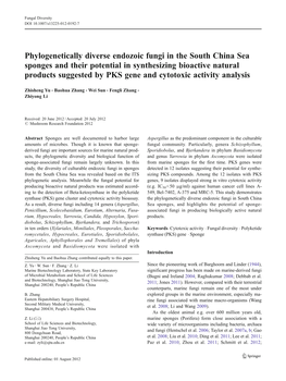 Phylogenetically Diverse Endozoic Fungi in the South China Sea