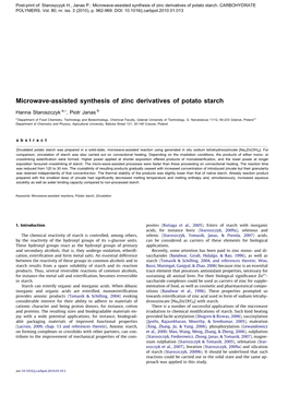 Microwave-Assisted Synthesis of Zinc Derivatives of Potato Starch