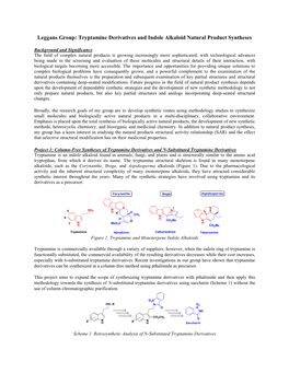 Leggans Group: Tryptamine Derivatives and Indole Alkaloid Natural Product Syntheses