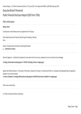 Financial Disclosure Report (OGE Form 278E)