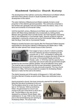 Blackwood Catholic Church History