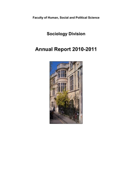 2010-2011 Division of Sociology Annual Repor