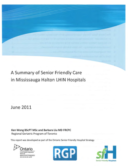 A Summary of Senior Friendly Care in Mississauga Halton LHIN Hospitals
