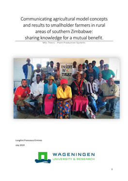 Communicating Agricultural Model Concepts and Results to Smallholder Farmers in Rural Areas of Southern Zimbabwe: Sharing Knowledge for a Mutual Benefit