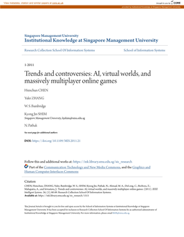 AI, Virtual Worlds, and Massively Multiplayer Online Games Hsinchun CHEN