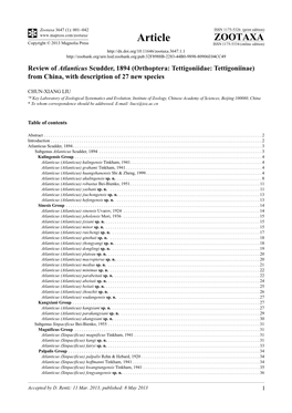 Review of Atlanticus Scudder, 1894 (Orthoptera: Tettigoniidae: Tettigoniinae) from China, with Description of 27 New Species