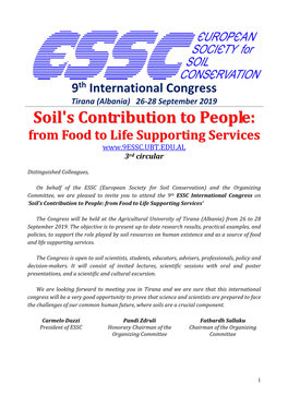 (Albania) 26‐28 September 2019 Soil's Contribution to People