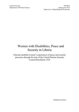 Women with Disabilities, Peace and Security in Liberia