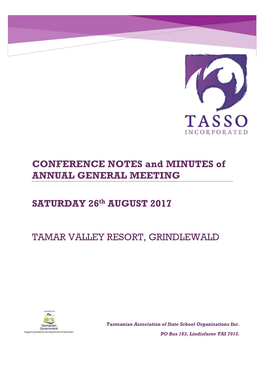 CONFERENCE NOTES and MINUTES of ANNUAL GENERAL MEETING