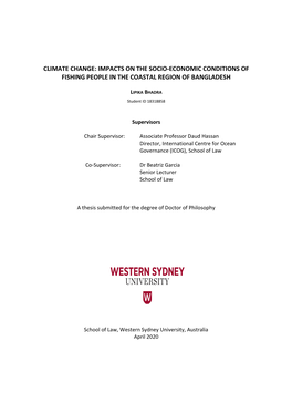 Climate Change: Impacts on the Socio-Economic Conditions of Fishing People in the Coastal Region of Bangladesh