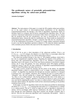 The Problematic Nature of Potentially Polynomial-Time Algorithms Solving the Subset-Sum Problem