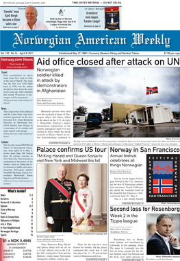 Aid Office Closed After Attack on UN Norwegian Travel SAS Reestablished Its Direct Soldier Killed Route from New York to Oslo at the End of March