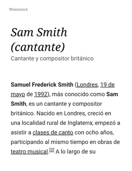 Sam Smith (Cantante) Cantante Y Compositor Británico