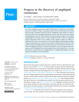 Progress in the Discovery of Amphipod Crustaceans