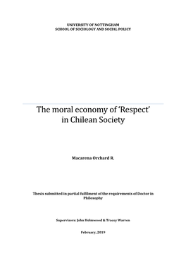 The Moral Economy of 'Respect' in Chilean Society