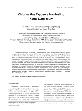 Chlorine Gas Exposure Manifesting Acute Lung Injury