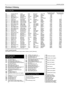 Division I History Division I History