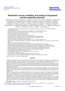 Photometric Survey, Modelling, and Scaling of Long-Period and Low-Amplitude Asteroids? A