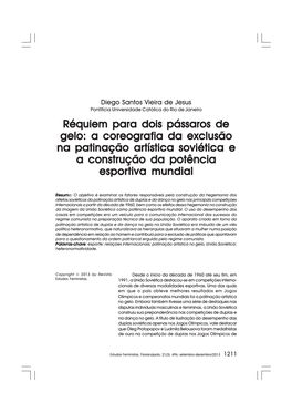 Réquiem Para Dois Pássaros De Gelo: a Coreografia Da Exclusão Na Patinação Artística Soviética E a Construção Da Potência Esportiva Mundial