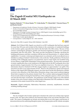 Croatia) M5.5 Earthquake on 22 March 2020