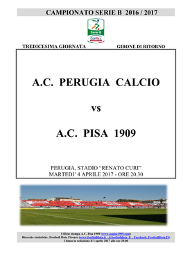 A.C. PERUGIA CALCIO Vs A.C. PISA 1909