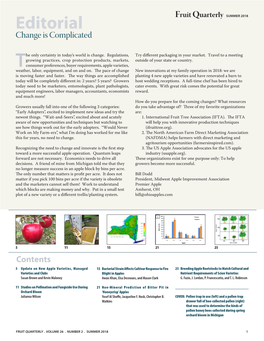 Editorial Fruit Quarterly SUMMER 2018 Change Is Complicated