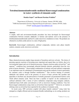 Synthesis of Cinnamic Acids