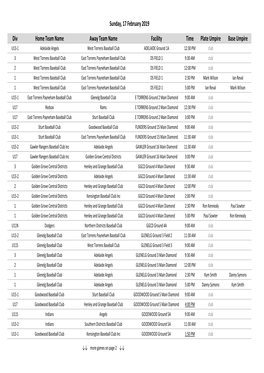 Div Home Team Name Away Team Name Facility Time Plate Umpire