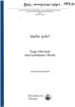 Varfor Lyrik?