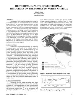 Historical Impacts of Geothermal Resources on the People of North America