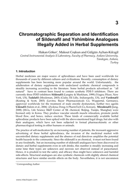 Chromatographic Separation and Identification of Sildenafil and Yohimbine Analogues Illegally Added in Herbal Supplements