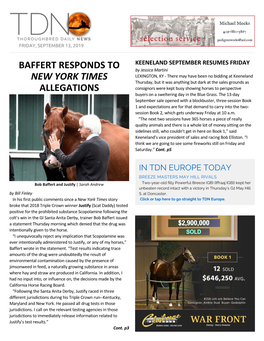 Baffert Responds to New York Times Allegations