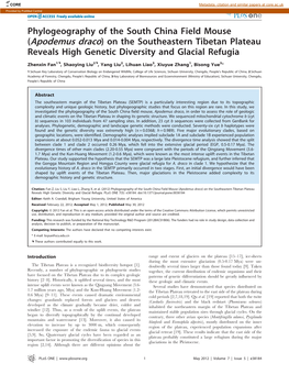 Phylogeography of the South China Field Mouse (Apodemus Draco) on the Southeastern Tibetan Plateau Reveals High Genetic Diversity and Glacial Refugia