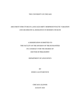 Argument Structure in Language Shift: Morphosyntactic Variation and Grammatical Resilience in Modern Chukchi