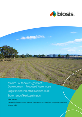 Mamre South State Significant Development - Proposed Warehouse, Logistics and Industrial Facilities Hub: Statement of Heritage Impact