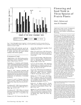 Flowering and Seed Yield in Three Species of Prairie Plants