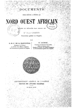 Documents Pour Servir À L'étude Du Nord-Ouest Africain