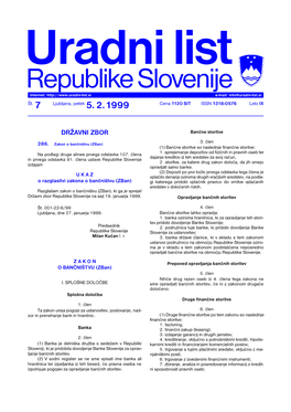 Uradni List Republike Slovenije Internet: E-Mail: Info@Uradni-List.Si Št