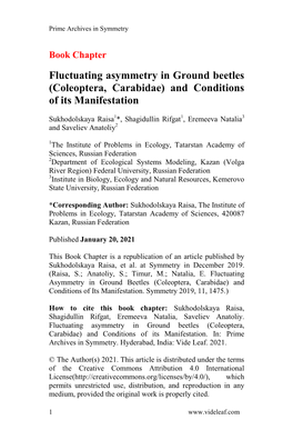 Fluctuating Asymmetry in Ground Beetles (Coleoptera, Carabidae) and Conditions of Its Manifestation