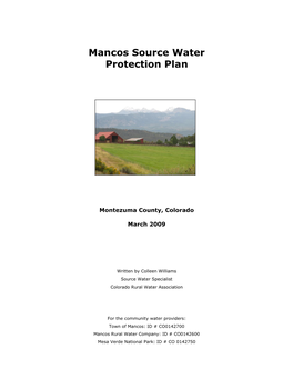 Mancos Source Water Protection Plan