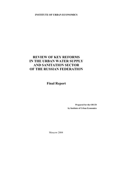 Review of Key Reforms in the Urban Water Supply and Sanitation Sector of the Russian Federation