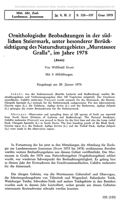 Lichen Steiermark, Unter Besonderer Berück- Sichtigung Des Naturschutzgebietes „Murstausee Gralla", Im Jahre 1978 (Aves)