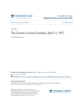 The Greene County Guardian, April 11, 1957 Cedarville University