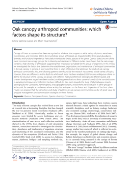 Oak Canopy Arthropod Communities: Which Factors Shape Its Structure? Leticia Valencia-Cuevas and Efraín Tovar-Sánchez*