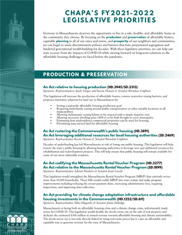 Chapa's Fy2021-2022 Legislative Priorities